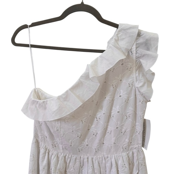 NWT Batsheva Jude One Shoulder Ruffle White Maxi Dress Size 10 - Picture 7 of 13